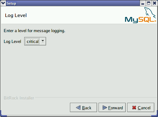 MySQL Network Service Agent: Logging
            level