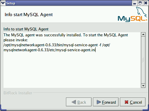 MySQL Network Service Agent: Agent
            info
