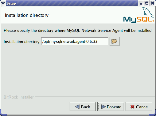 MySQL Network Service Agent: Installation
            path
