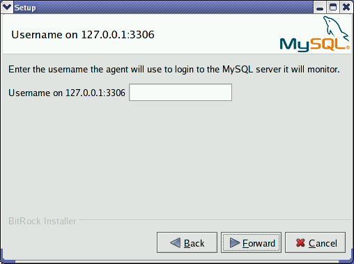 MySQL Network Service Agent: MySQL user
            name