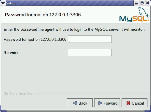 MySQL Network Service Agent: MySQL user
            password