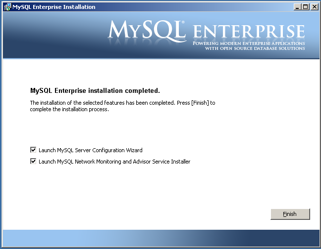 MySQL Enterprise Installer
            Post-Installation Tasks